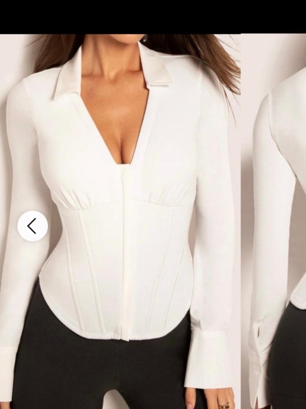 🔥🔥🔥TA3 Shirty Long Sleeved Top L NWT Tailored White Corset Blouse🔥🔥🔥